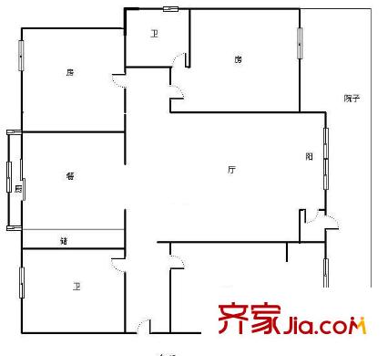 御苑家園戶型圖戶型圖 3室2廳2衛(wèi)1廚