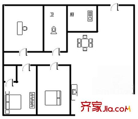 蘇都花園戶型圖戶型圖 3室2廳2衛(wèi)1廚