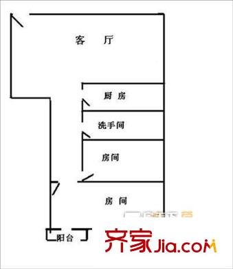 群星苑戶型圖戶型圖 2室1廳1衛(wèi)1廚