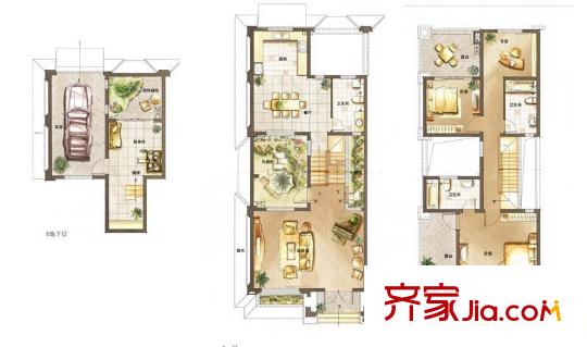 金櫚灣戶型圖別墅B戶型 4室2廳3衛(wèi)1廚