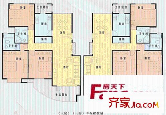錦麗苑戶型圖戶型圖 3室2廳2衛(wèi)1廚