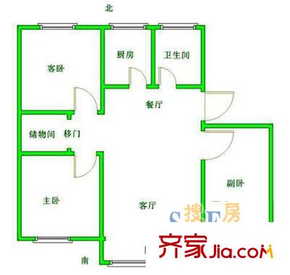錦麗苑戶型圖戶型圖 3室2廳1衛(wèi)1廚