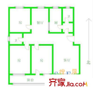 錦麗苑戶型圖戶型圖 3室2廳2衛(wèi)1廚