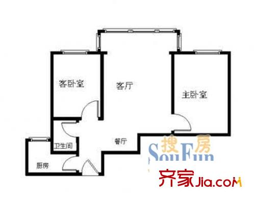 御苑家園戶型圖戶型圖 2室2廳1衛(wèi)1廚