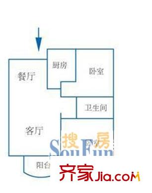 御苑家園戶型圖 戶型圖 2室2廳1衛(wèi)1廚