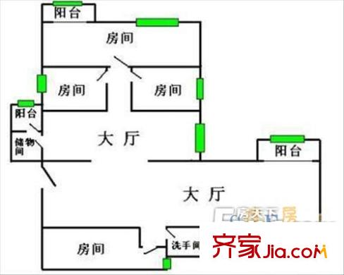 群星苑戶型圖戶型圖 4室2廳1衛(wèi)1廚