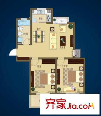群星苑戶型圖一區(qū)3#標(biāo)準(zhǔn)層C戶型 2室2廳1衛(wèi)1廚