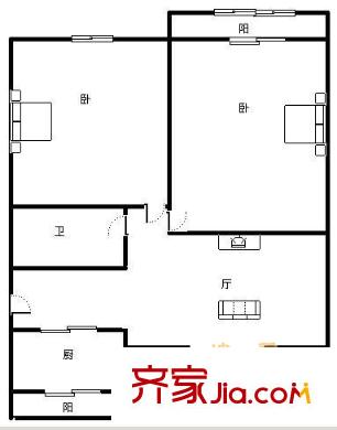錦麗苑戶型圖戶型圖 2室2廳1衛(wèi)1廚