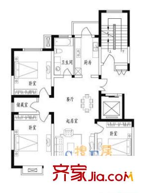 錦麗苑戶型圖戶型圖 3室2廳1衛(wèi)1廚