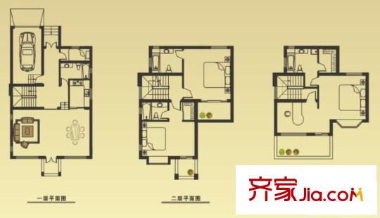 漕湖名蓮別墅戶型圖9#獨棟別墅B1/B2戶型 3室2廳4衛(wèi)1廚
