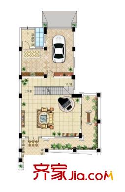 銀河灣花園別墅C戶型東邊套一層 4室2廳4衛(wèi)1廚