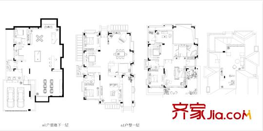 金輝九緯戶型圖29#獨棟別墅a1戶型 4室2廳4衛(wèi)1廚