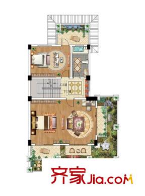 銀河灣花園別墅C戶型東邊套二層 4室2廳4衛(wèi)1廚