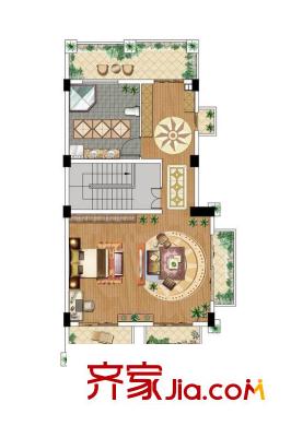 銀河灣花園別墅C戶型東邊套三層 4室2廳4衛(wèi)1廚