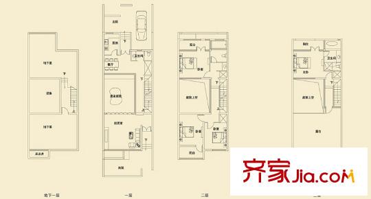 溫泉1858戶型圖30#戶型E聯(lián)排 5室3廳3衛(wèi)1廚