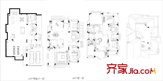 金輝九緯戶型圖29#獨棟別墅a4戶型 4室2廳4衛(wèi)1廚
