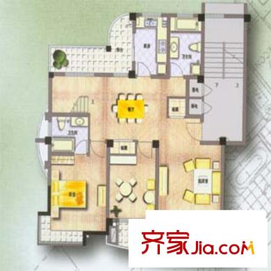 榮盛陽(yáng)光名邸別墅戶(hù)型圖三室兩廳戶(hù)型圖 3室2廳2衛(wèi)1廚