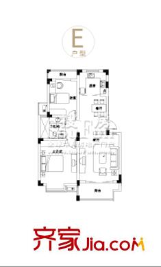 中天品園別墅戶型圖E戶型 2室2廳1衛(wèi)