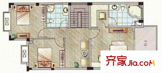 太湖純水岸別墅戶型圖C2a戶型二層 4室3廳4衛(wèi)1廚
