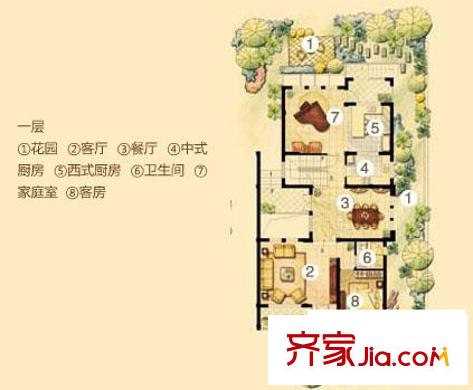 三江尊園戶型圖A-1F 6室4廳4衛(wèi)1廚