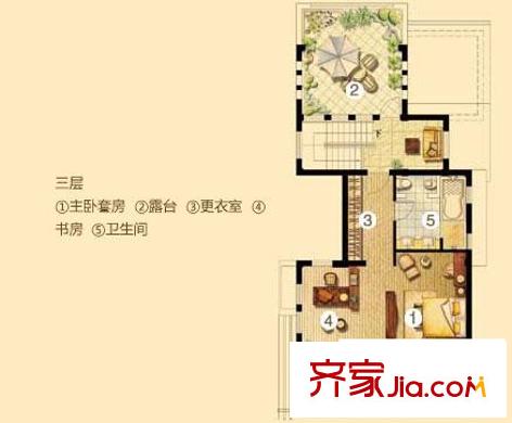 三江尊園戶型圖B1-3F 5室2廳4衛(wèi)1廚