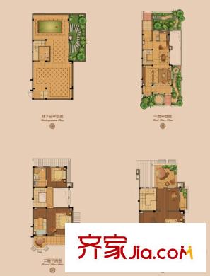 雍景灣別墅戶型圖三期獨棟別墅A戶型 3室4廳3衛(wèi)1廚