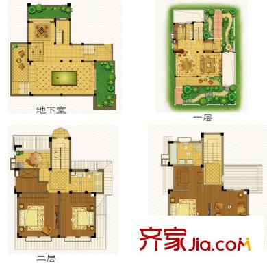 雍景灣別墅戶型圖三期獨棟別墅D戶型 3室4廳3衛(wèi)1廚