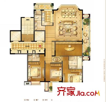 雍景灣別墅戶型圖三期大公館91#、93#幢標準層A戶型 4室2廳2衛(wèi)1廚