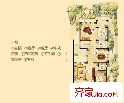 三江尊園戶型圖B1-1F 5室2廳4衛(wèi)1廚