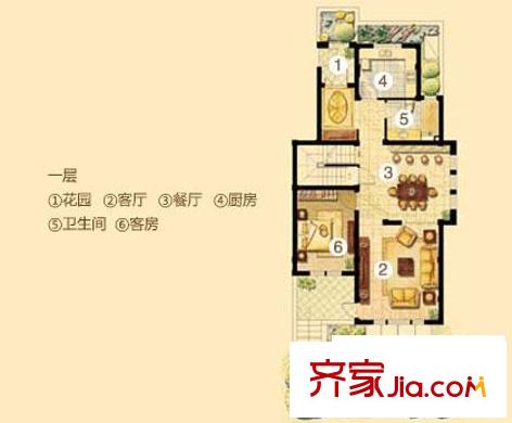 三江尊園戶型圖C1-1F 4室2廳3衛(wèi)1廚