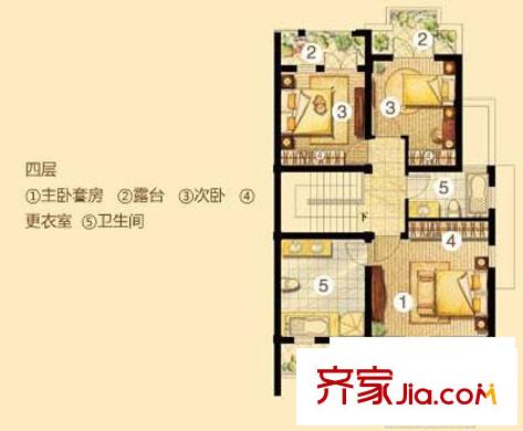 三江尊園戶型圖C3-4F 4室2廳3衛(wèi)1廚