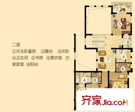 三江尊園戶型圖B1-2F 5室2廳4衛(wèi)1廚