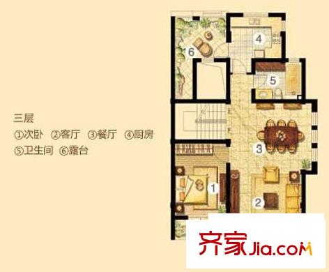 三江尊園戶型圖C3-3F 4室2廳3衛(wèi)1廚