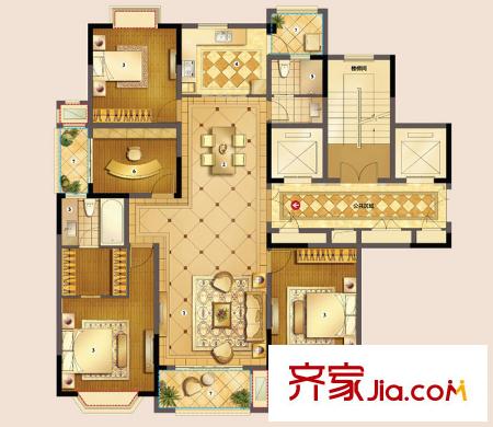 雍景灣別墅戶型圖三期大公館91#、93#幢標準層B戶型 4室2廳2衛(wèi)1廚