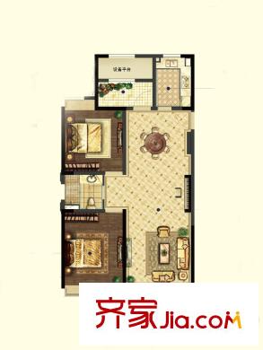 世茂東外灘二期M1戶型圖 2室2廳1衛(wèi)1廚