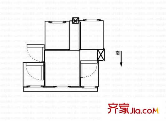 綠地啟航社晶彩  戶型圖 3室1廳1衛(wèi)