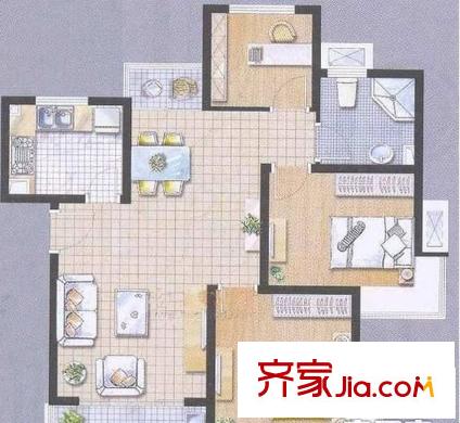 綠地啟航社晶彩  戶型圖 2室2廳1衛(wèi)