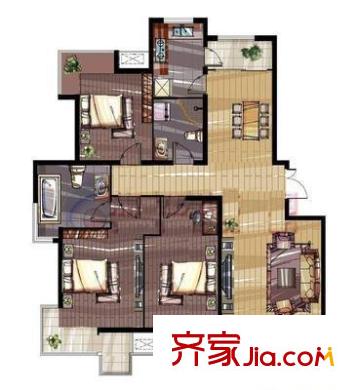 梅林苑戶型圖戶型圖 3室2廳2衛(wèi)1廚