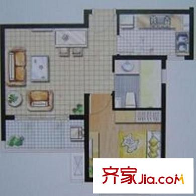 綠地啟航社晶彩  戶型圖 1室1廳1衛(wèi)