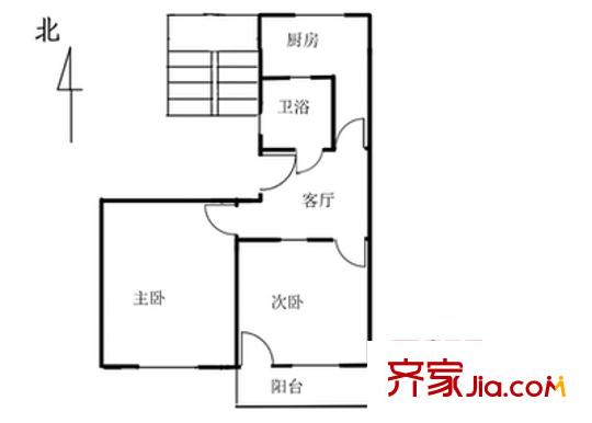 梅林苑戶型圖戶型圖 2室1廳1衛(wèi)1廚