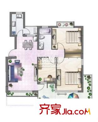 梅林苑戶型圖戶型圖 3室2廳1衛(wèi)1廚