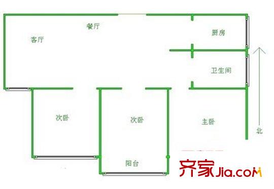 梅林苑戶型圖戶型圖 3室2廳1衛(wèi)1廚