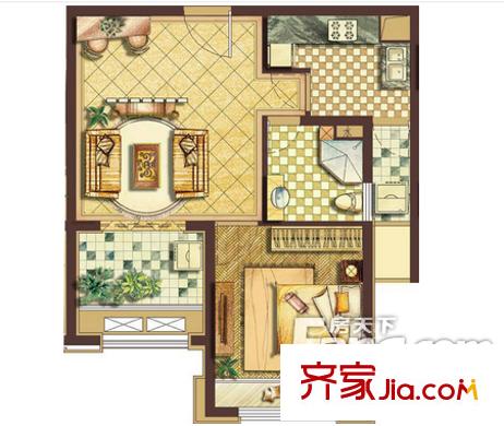 昆山 卡米小城 戶型圖 1室1廳1衛(wèi)