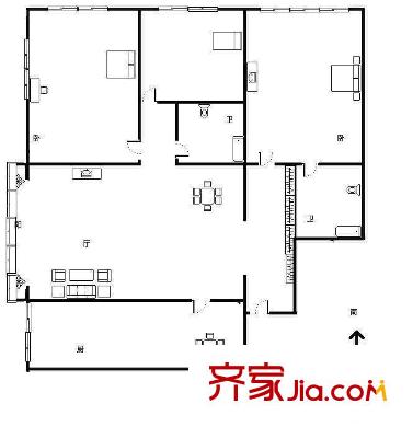 錦山花園戶型圖戶型圖 3室2廳2衛(wèi)1廚