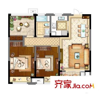 保利悅平方米1-3#標(biāo)準(zhǔn)層?xùn)|邊02室G1戶型 2室2廳1衛(wèi)1廚