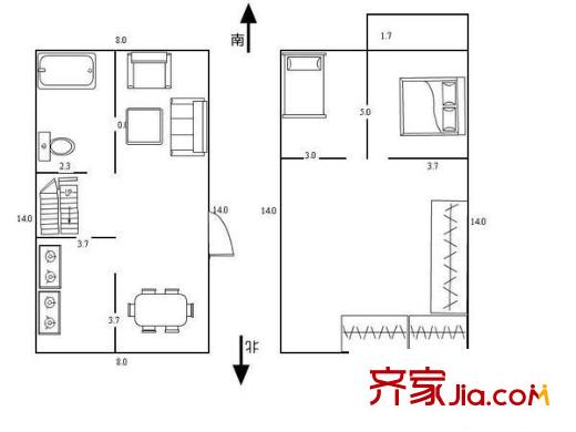 梅林新村 2室 戶型圖