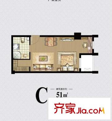 昆山 世茂新界 戶型圖 1室1廳1衛(wèi)