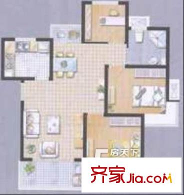 昆山 金城花園 戶型圖 3室2廳1衛(wèi)