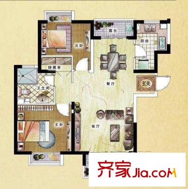 昆山 金城花園 戶型圖 2室2廳1衛(wèi)