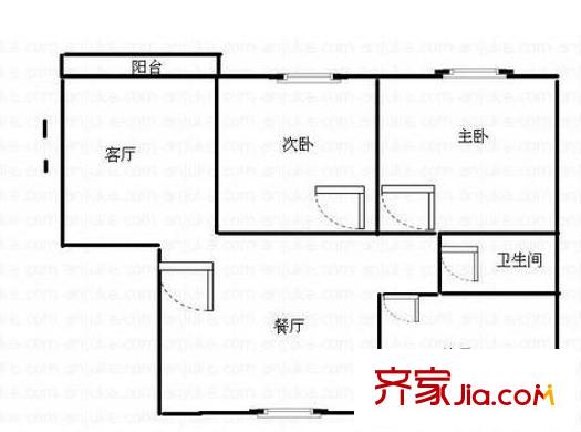 梅里公寓戶型圖戶型圖 3室2廳1衛(wèi)1廚